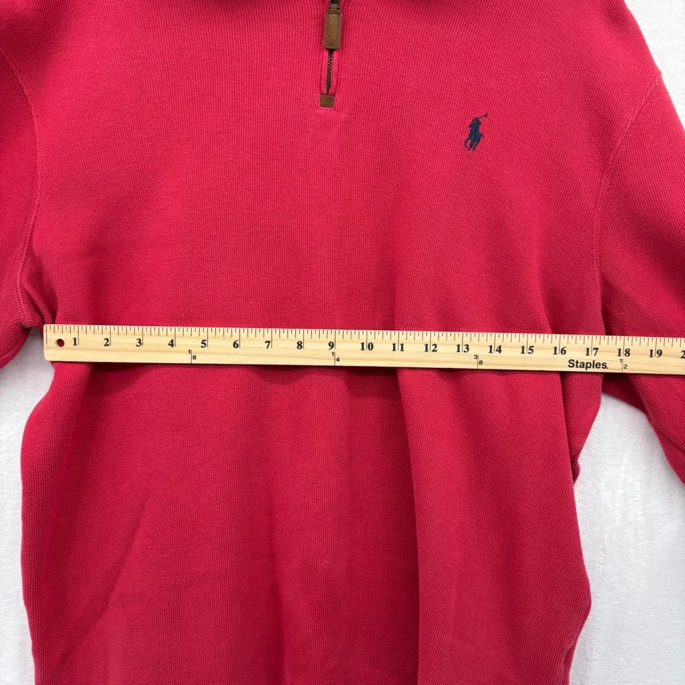 Polo Ralph Lauren Mens Quarter Zip Pull Over XL Red Cotton Business Casual Basic